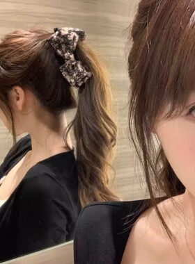 黑色碎花香蕉夹慵懒假日复古碎花蝴蝶结香蕉夹后脑勺半扎发头饰发