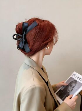 黑色蝴蝶结发夹后脑勺大号抓夹女高级感2026新款夏季鲨鱼夹子头饰