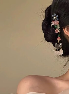 【花摇长影】新中式花朵长流苏发夹侧边刘海夹复古汉服配饰发饰女