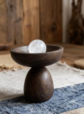 中古风实木水晶球底托展示架专用底座民宿房间卧室内玄关装饰摆件