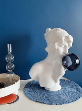 轻奢吹泡泡女孩雕塑摆件电视柜客厅高级感小众装饰品创意艺术雕像