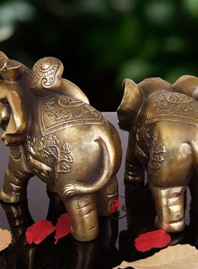全铜大象铜象摆件一对招财珠宝如意象办公室玄关客厅酒柜高档轻奢