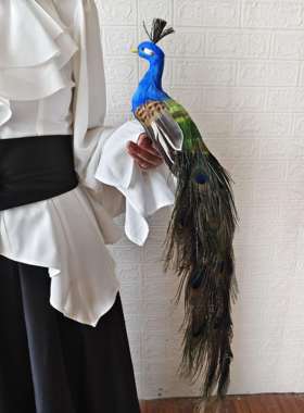 彷真孔雀节日礼品家俱摆件ins风真羽毛