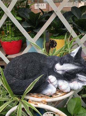 慵懒的猫咪 树脂花园造景装饰 园艺阳台庭院花架摆件多肉花盆搭配