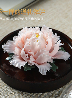手捏牡丹瓷扩香器办公室客厅茶室中手工饰品
