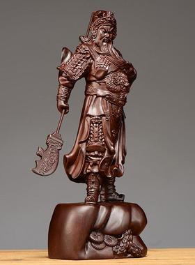 黑檀木雕关公摆件实木武财神客厅佛像家居装饰店铺开业送礼工艺品