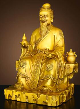 纯黄铜药王孙思邈坐像摆件中医药馆养生五大名医家居供奉神像装饰