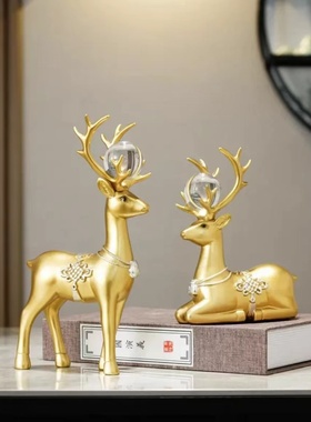 创意轻奢麋鹿梅花鹿暖居摆件客厅玄关电视柜酒柜桌面摆件装饰品