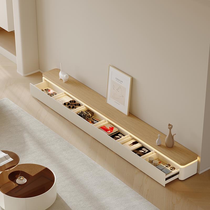 落地电视柜客厅家用原木奶油风高级感地柜茶几组合现代简约2025款 - 图2