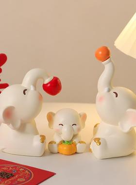 一家三口大象摆饰客厅玄关电视柜酒柜高级感家居装饰乔迁新居礼品