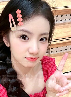 渐变色粉色星星发夹刘海侧边夹女前额bb夹发卡可爱碎发小夹子头饰