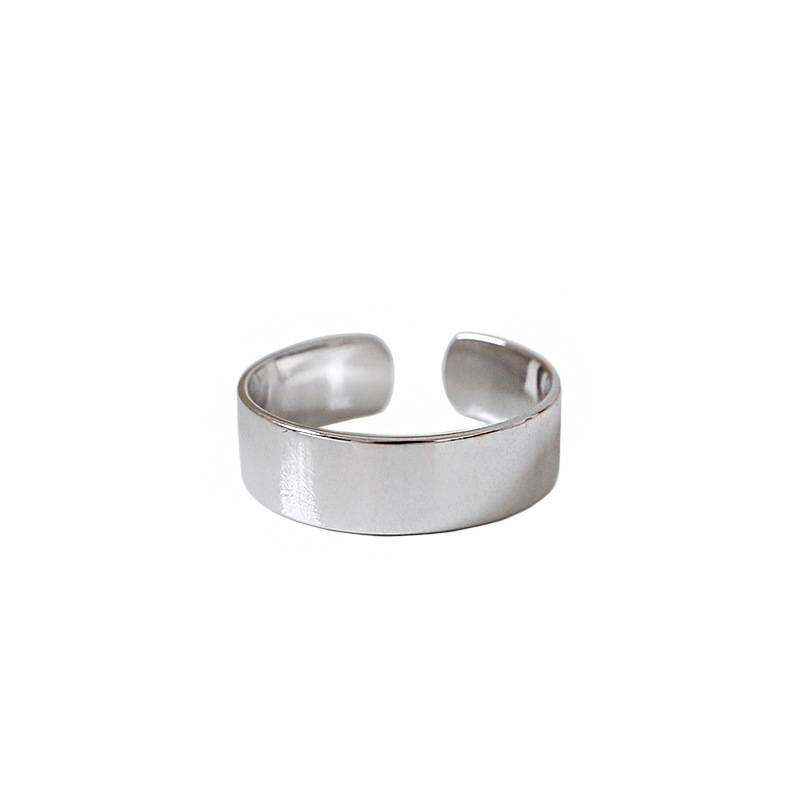 S925 sterling silver open ring ins Korean style versatile minimalist aperture glossy ring mix and match trendy ring for women