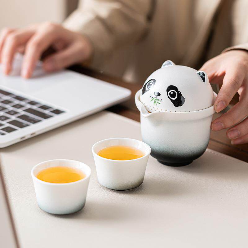 Panda hand-caught travel tea cup tea set tea cup hn-xm005 portable storage pot set O-pack fast customer opening business
