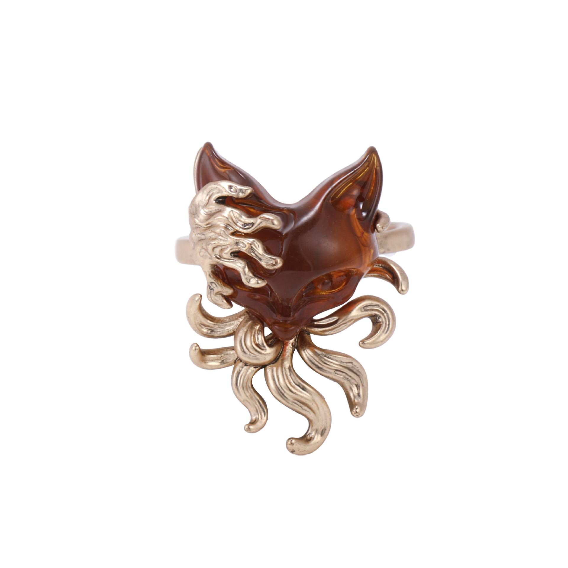 Nine-tailed fox ring for women, unique light luxury high-end design, original personality, adjustable index finger ring