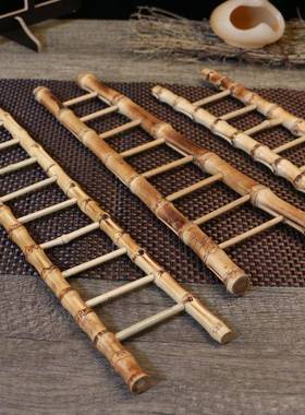 刺身摆盘装饰品竹梯子创意餐饮酒店冷菜菜品盘饰点缀意境小摆件