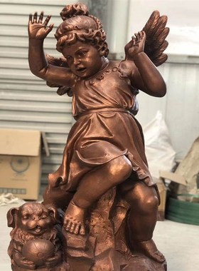 石膏定制招财小孩儿雕像定做西方小天使人物玻璃钢雕塑订童趣摆件
