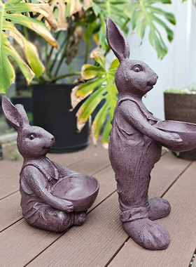 花园装饰摆件兔子花缸园艺杂货创意复古花盆庭院阳台家居景观布置
