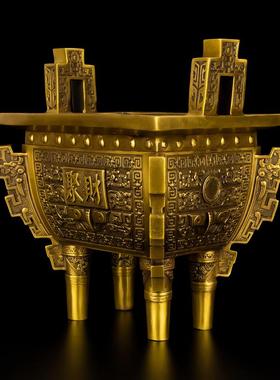 纯铜香炉四方鼎铜鼎摆件鼎盛千秋铜聚财鼎家居客厅公司办公室装饰