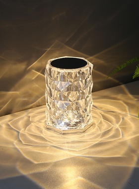 网红情调水晶浪漫玫p瑰花氛围台灯充电卧室床头小夜灯装饰摆件