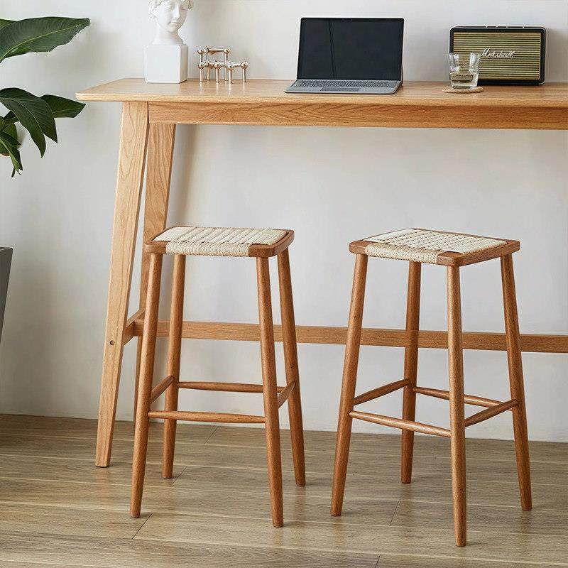 绳藤编酒吧凳实木吧椅家用高脚椅轻奢酒吧饭厅岛台椅棉麻靠背椅子,淘宝优惠券,粉丝福利购,淘宝优惠卷