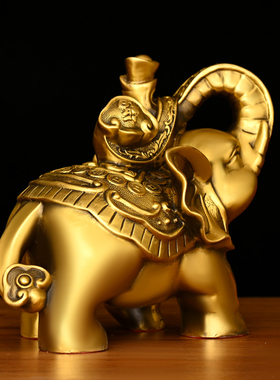 纯铜大象摆件一对吸水象铜象办公室客厅玄关工艺品大号招財鎮宅象