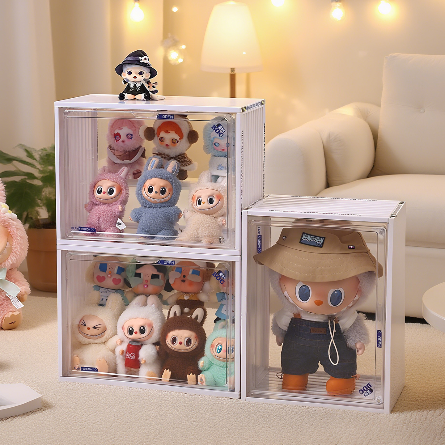 Labubu Pop Mart Figure Transparent Storage Box