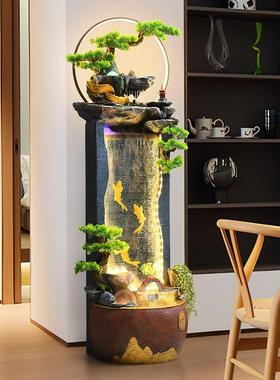 开业招财流水摆件循环水幕墙客厅玄关假山落地水景风水轮乔迁礼品