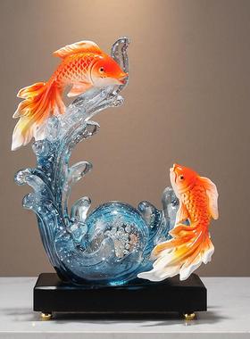 风生水起锦鲤鱼钥匙收纳玄关摆件入户门客厅酒柜招财装饰乔迁礼物