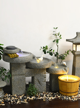 创意中式流水摆件客厅家居阳台花园石磨加湿景观庭院会所招财装饰