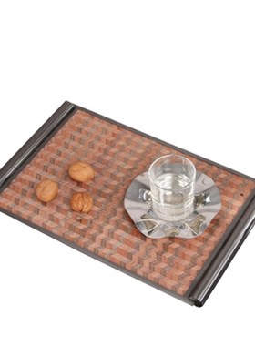 侘寂风简约大理石托盘摆件酒店民宿样板间桌面装饰皮革摆设