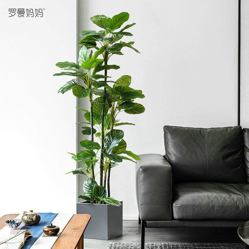 罗曼妈妈北欧大型仿真植物西瓜叶树落地盆栽玄关客厅橱窗装饰摆件,淘宝优惠券,粉丝福利购,淘宝优惠卷