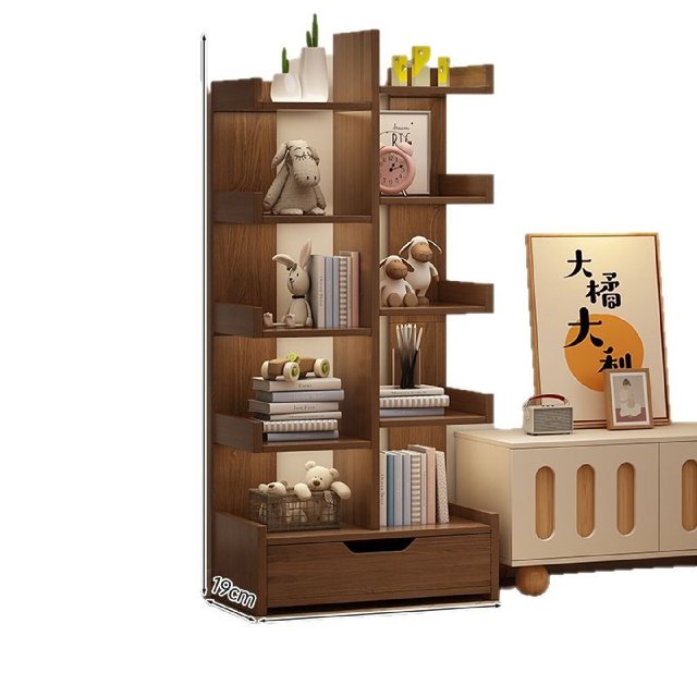 Simple small bookshelf floor-standing storage rack integrated wall storage rack living room office display rack table side storage cabinet