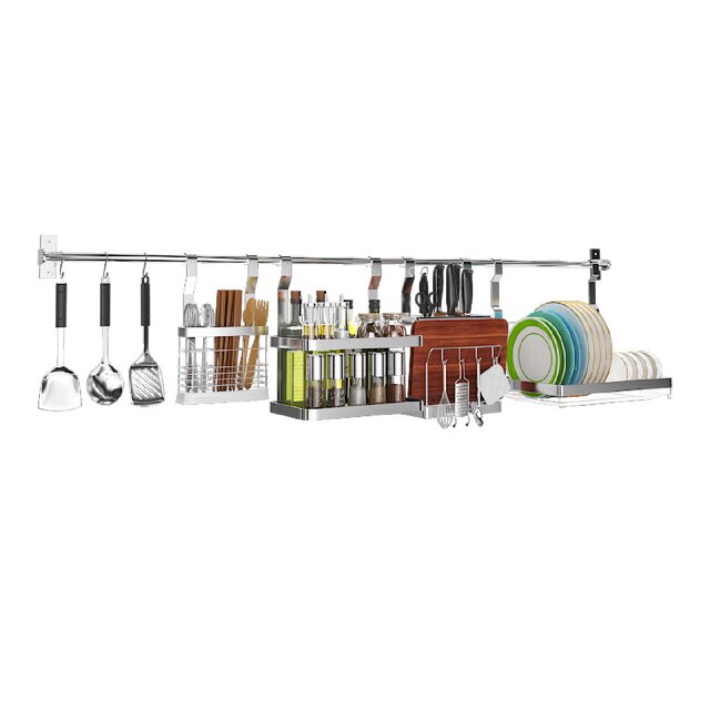 Kitchen wall-mounted stainless steel with drain bowl rack Foldable storage rack hanging parts chopstick knife board seasoning rack