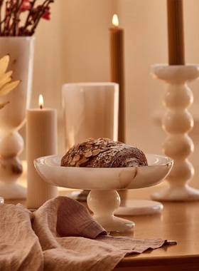 DoDo法式轻奢天然玉石托盘别墅样板间装饰摆件家用桌面收纳果盘