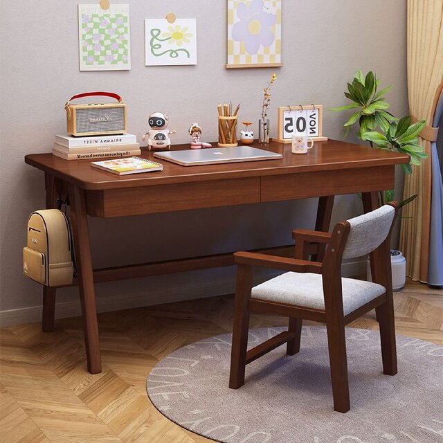 Chinese-style solid wood desk chairs for home primary and secondary school students writing study desk simple study computer desk bedroom bedside table