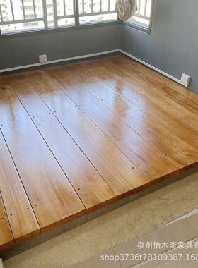 日式榻榻米实木落地床客栈民宿地台床飘窗阳台阁楼原木地铺床矮床