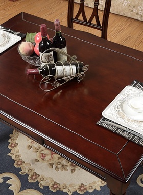 美式西餐桌椅组合1.5米复古欧式古典乡村小户型1.35m长方形西餐桌