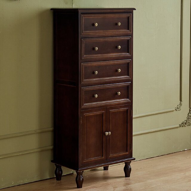 American solid wood chest of cabinet living room side cabinet multi-functional door drawer storage cabinet walnut color simple five chest of cabinet