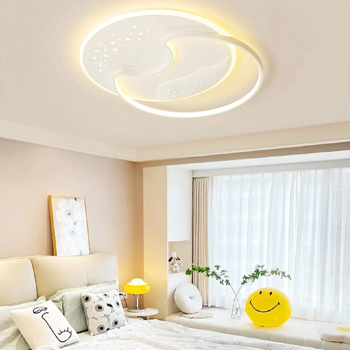 卧室吸顶灯星空月球灯北欧现代简约创意全光谱护眼儿童房书房灯具,淘宝优惠券,粉丝福利购,淘宝优惠卷