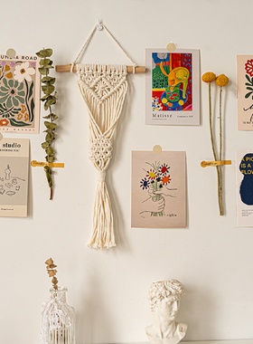 ins干花卡片挂毯套件卧室客厅墙面装饰背景墙挂饰床头立体壁挂