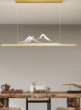 餐厅吊灯现代简约书房吊灯长条吊灯办公室前台山水茶室吊灯