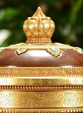 欧斯特铜电动转轮彩珠镶嵌转动金桶桌面转动摆件