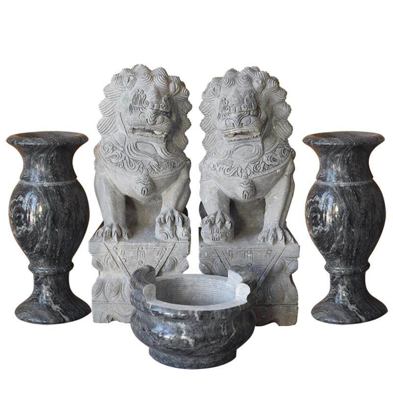 墓前石狮子一对汉白玉青石头小号天然香炉花瓶镇墓石雕祭祀摆件,淘宝优惠券,粉丝福利购,淘宝优惠卷