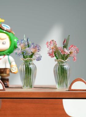 淄博琉璃手作迷你仿真鸢尾花桌面摆件微缩插花工位治愈装饰品礼物