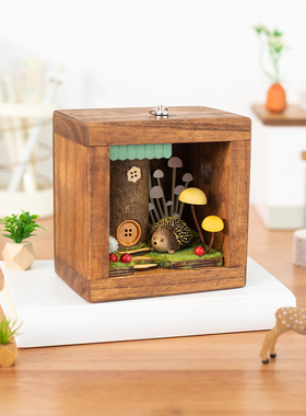 阿楹 森系微景观电视机书柜摆件刺猬工位电脑桌床头装饰灯礼物女