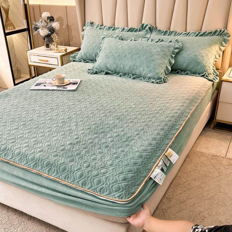 高档牛奶绒夹棉床裙四件套加厚可脱卸床罩床笠套件全包床垫二合一,淘宝优惠券,粉丝福利购,淘宝优惠卷