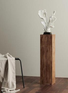 侘寂风复古方形实木墩子花架底座原木树桩样板间茶室玄关落地摆件