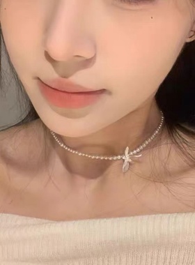 法式复古幽兰珍珠项链女百搭轻奢气质高级感时尚优雅锁骨链颈链