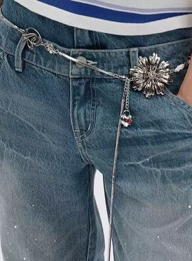 李兰迪同款多钻个性立体花朵灵动优雅百搭腰链项链女时尚气质新款