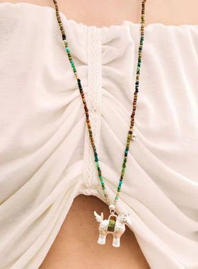 风之牧场小马驹多彩串珠项链高级感精致气质时尚优雅百搭毛衣链